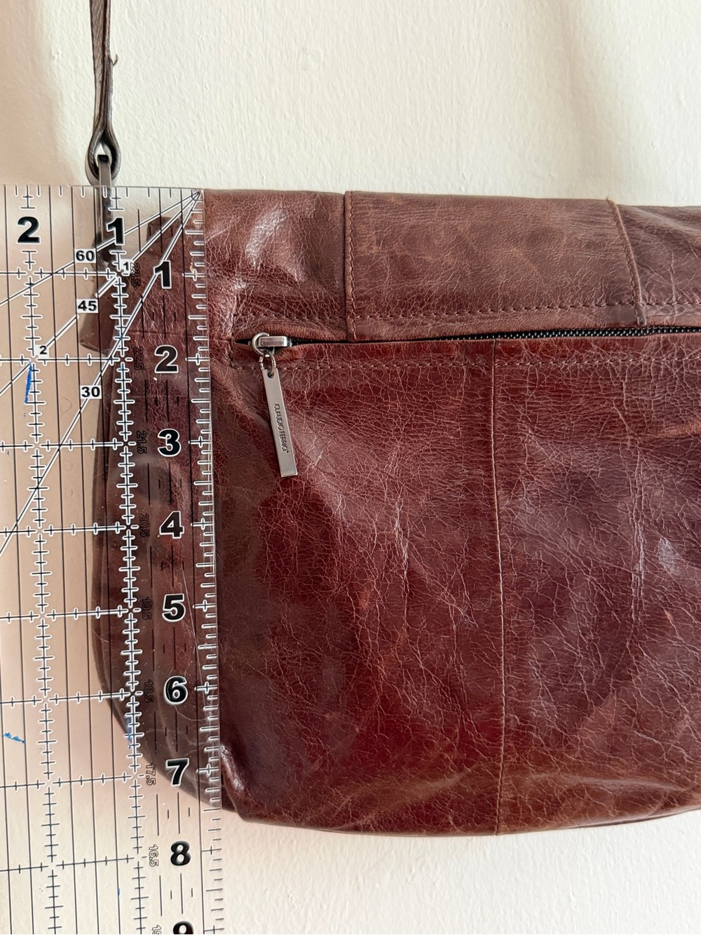 Claudio Ferrici Brown Leather Crossbody Saddle Bag - Picture 12 of 14
